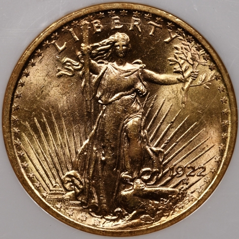 1922 Saint Gaudens $20 Gold Double Eagle NGC MS61