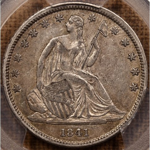 1841 WB-1 Repunched 18 Liberty Seated Half Dollar PCGS XF45