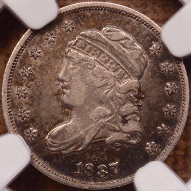 1837 LM-4 Small 5 Capped Bust Half Dime NGC VF35 (CAC)