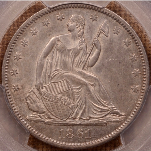 1861-O W-03 LA Issue Liberty Seated Half Dollar PCGS AU55 (CAC)