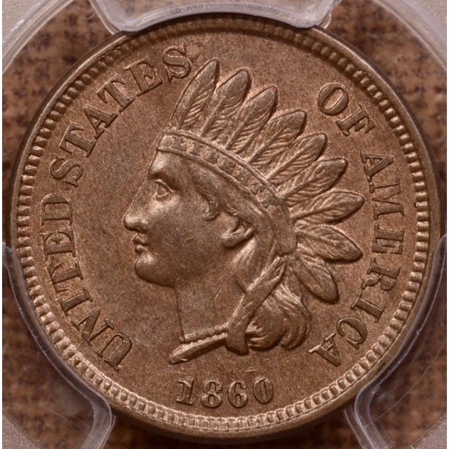 1860 Pointed Bust Indian Cent PCGS AU58