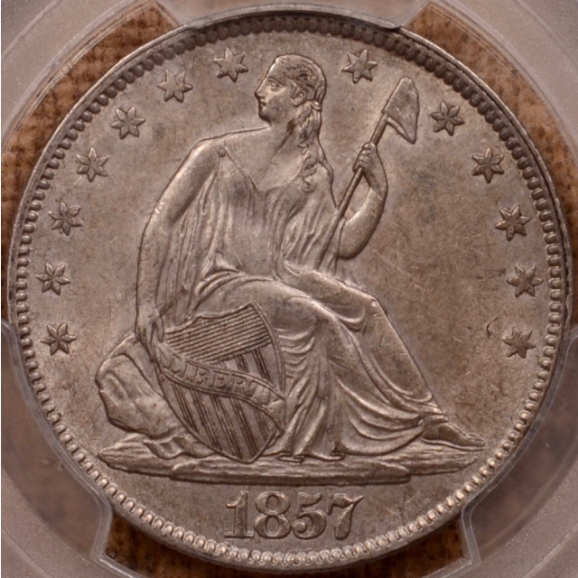 1857 Liberty Seated Half Dollar PCGS AU58 (CAC)