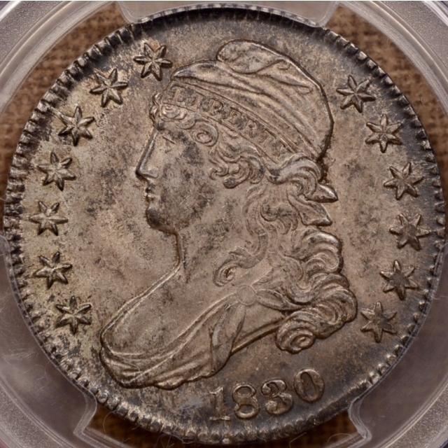 1830 O.111 Small 0 Capped Bust Half Dollar PCGS AU58 CAC, WOW!