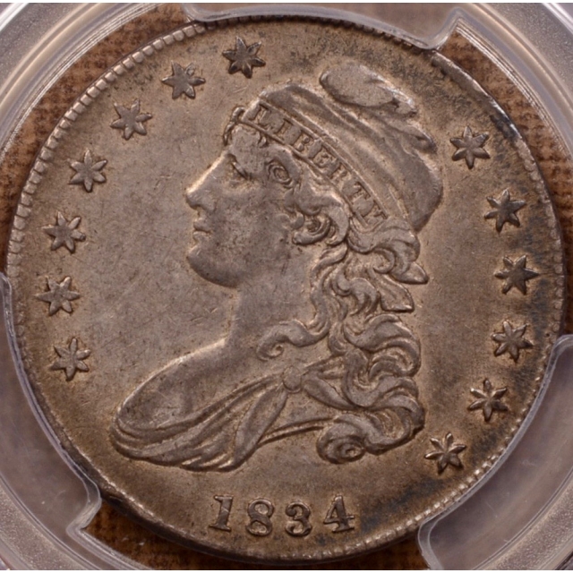 1834 O.115 Small Date, Small Letters Capped Bust Half Dollar PCGS XF45