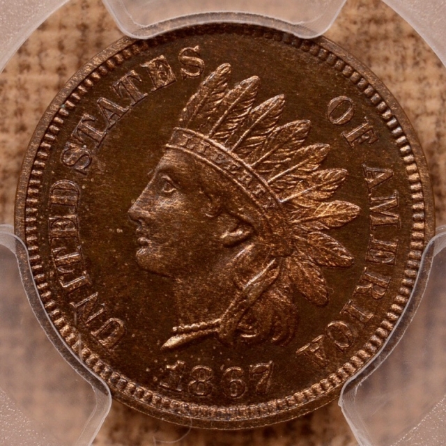 1867 Indian Cent - Type 3 Bronze PCGS PR65RB (CAC)