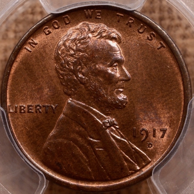1917-D Lincoln Cent - Type 1 Wheat Reverse PCGS MS64RB