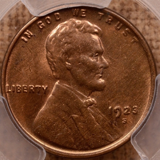 1923-S Lincoln Cent - Type 1 Wheat Reverse PCGS MS64RB (CAC)