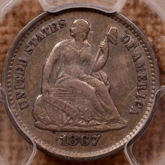 1867-S Liberty Seated Half Dime PCGS XF45