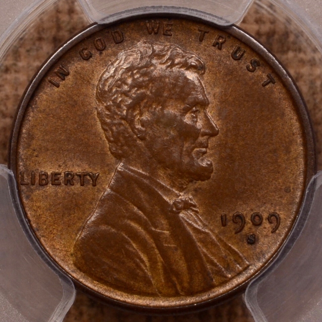 1909-S VDB Lincoln Cent - Type 1 Wheat Reverse PCGS AU58BN (CAC)