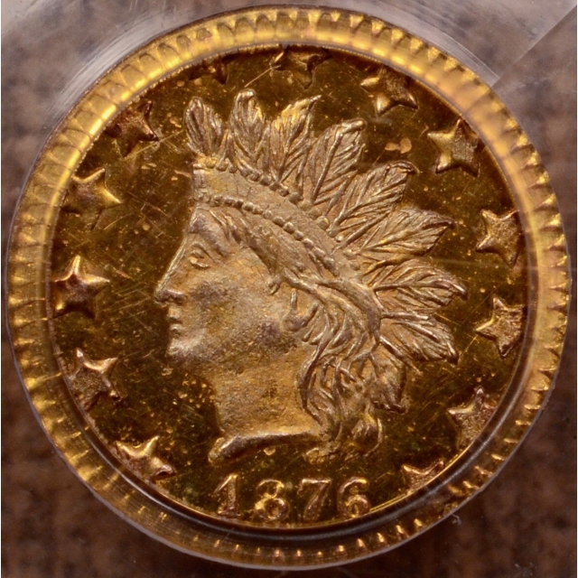 1876 50C BG-1065 California Fractional Gold PCGS MS63 OGH