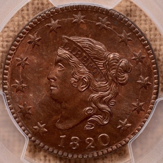1820 N.13 Large Date Coronet Head Cent PCGS MS65BN