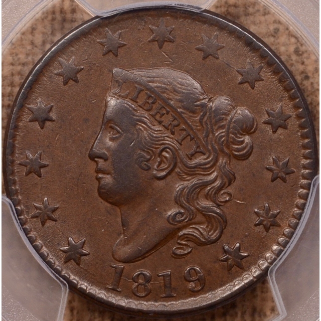 1819/(8) N.2 Large Date Coronet Head Cent PCGS AU55BN (CAC)