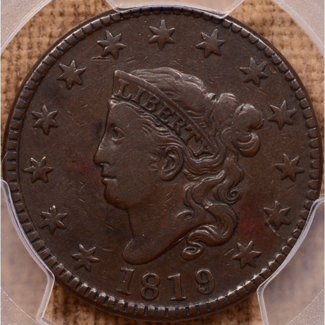 1819/8 N.1 Coronet Head Cent PCGS VF25BN