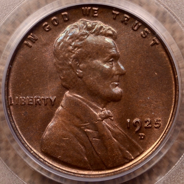 1925-D Lincoln Cent - Type 1 Wheat Reverse PCGS MS64RB (CAC)
