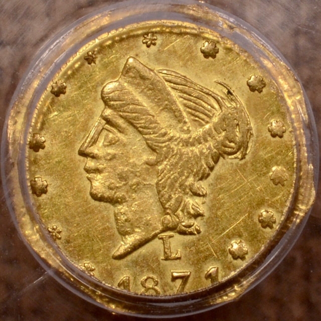 1871 25C BG-770 California Fractional Gold PCGS MS62