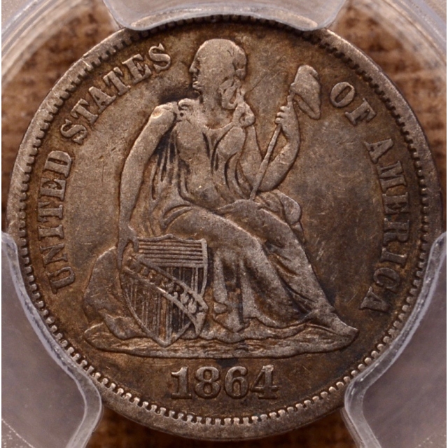 1864-S Liberty Seated Dime PCGS VF30