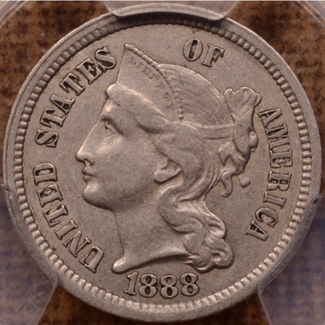 1888 Three Cent Nickel PCGS XF45