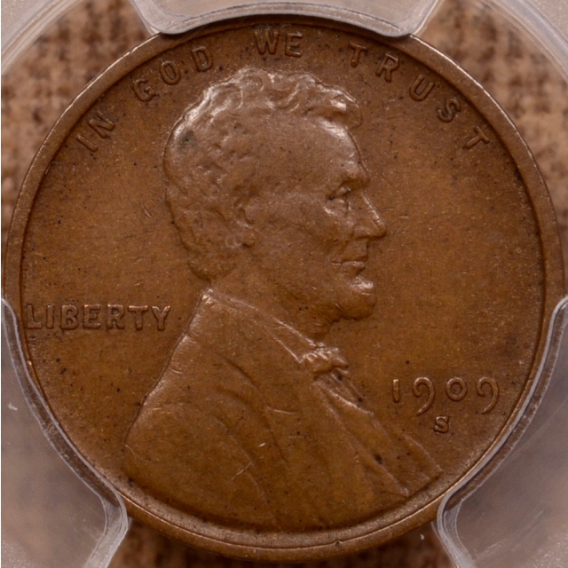 1909-S VDB Lincoln Cent - Type 1 Wheat Reverse PCGS XF40BN (CAC)