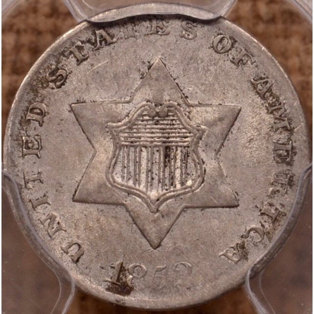 1852 Three Cent Silver PCGS AU55