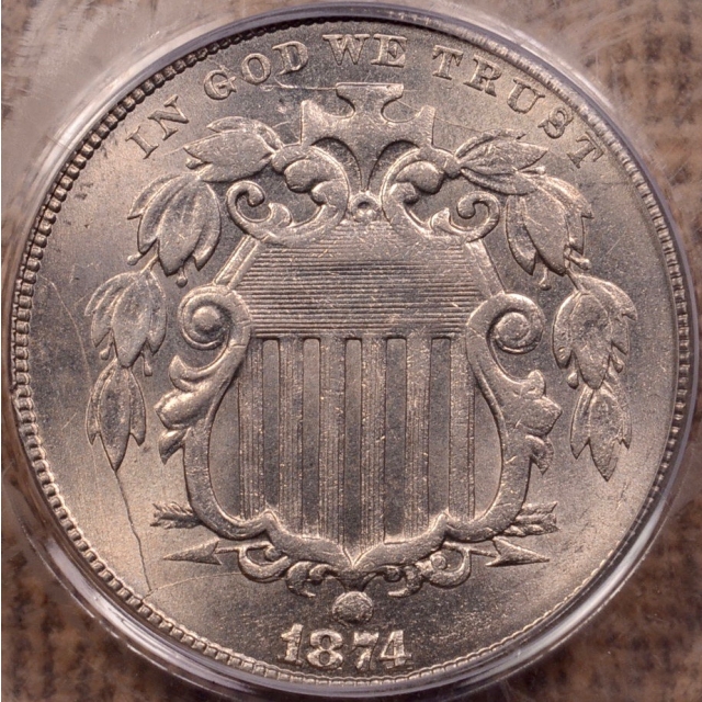 1874 Shield Nickel PCGS MS64 (CAC)