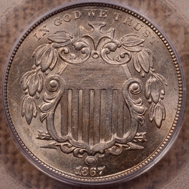 1867 Shield Nickel W/Rays PCGS MS64