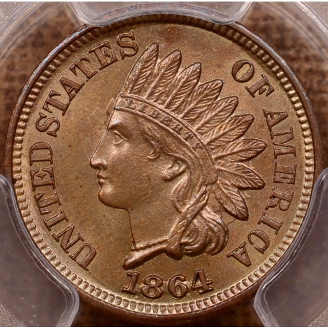 1864 S.2 RPD Bronze Indian Cent PCGS MS64 BN (CAC)
