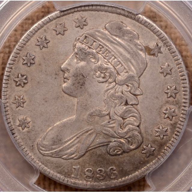 1836 O.116 50/00, Lettered Edge Capped Bust Half Dollar PCGS XF45