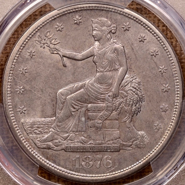 1876-S Trade Dollar PCGS AU58 CAC, superb quality