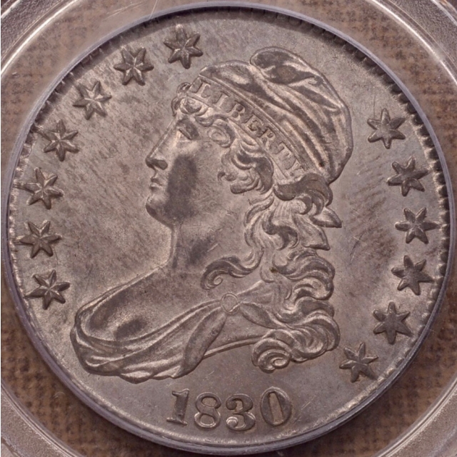 1830 O.122 Large 0 Capped Bust Half Dollar PCGS AU58 (CAC)
