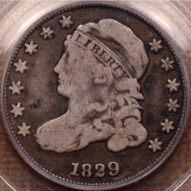 1829 Curl Base 2 Capped Bust Dime PCGS F12 (CAC)