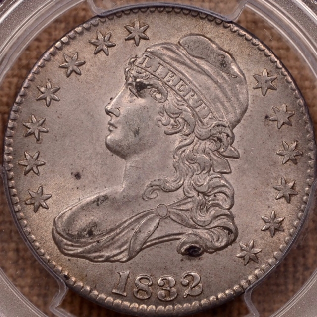 1832 O.117 R4+ Small Letters Capped Bust Half Dollar PCGS AU58 (CAC)