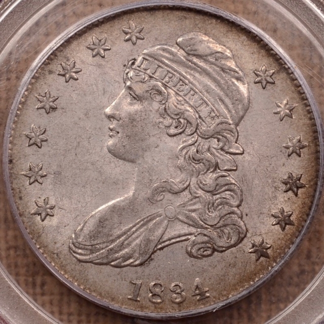 1834 O.111 Small Date, Small Letters Capped Bust Half Dollar PCGS AU58 (CAC)