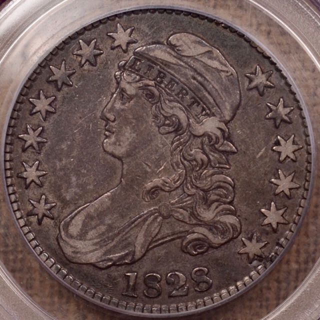 1828 O.123' R7-? Square 2, Small 8, Large Letters Capped Bust Half Dollar PCGS XF40 (CAC)