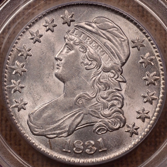 1831 O.110 Capped Bust Half Dollar PCGS AU58, Ex. Davignon