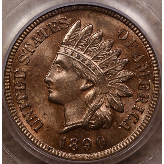 1890 Indian Cent PCGS MS64 RD CAC