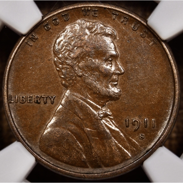 1911-S Lincoln Cent NGC AU58 BN
