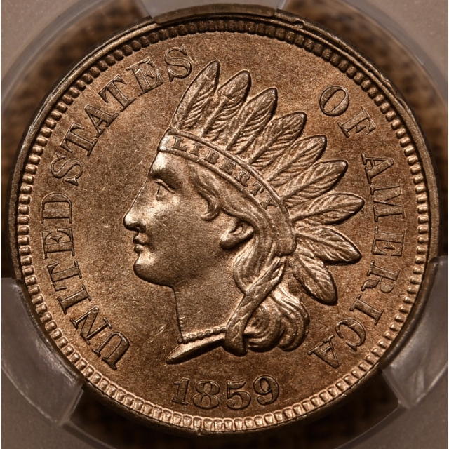 1859 Indian Cent CACG MS63