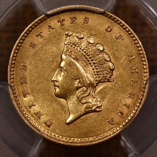 1854 G$1 Type 2 Gold Dollar PCGS AU55 (CAC)