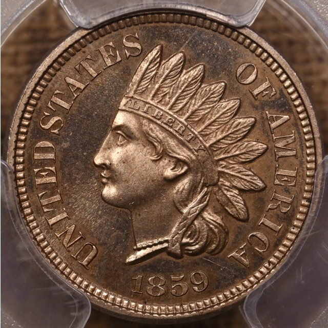 1859 Proof Indian Cent PCGS PR65 CAC