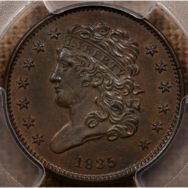 1835 Classic Head Half Cent PCGS AU58