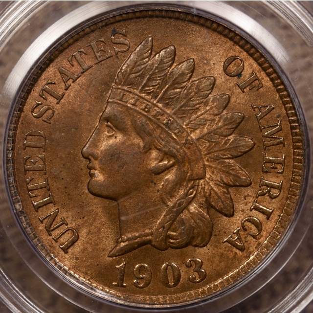 1903 Indian Cent PCGS MS65 RB, OGH with Eagle Eye Photo Seal
