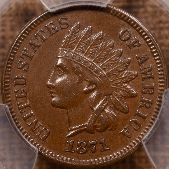1871 S.1c Indian Cent PCGS AU58 CAC