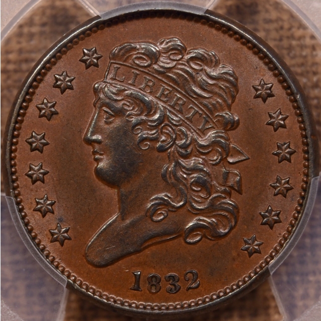 1832 Classic Head Half Cent PCGS MS62 BN