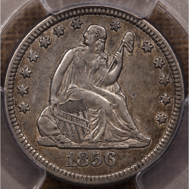 1856-O Liberty Seated Quarter PCGS AU50 CAC