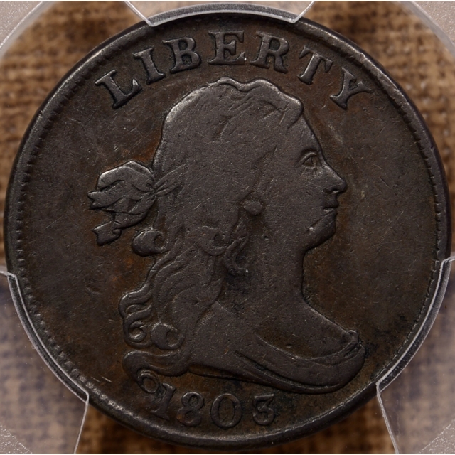 1803 C.3 (2nd Use) Draped Bust Half Cent PCGS F15