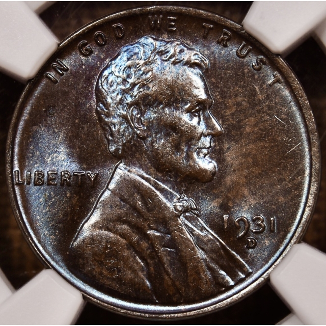 1931-D Lincoln Cent NGC MS65 BN, sweet iridescence