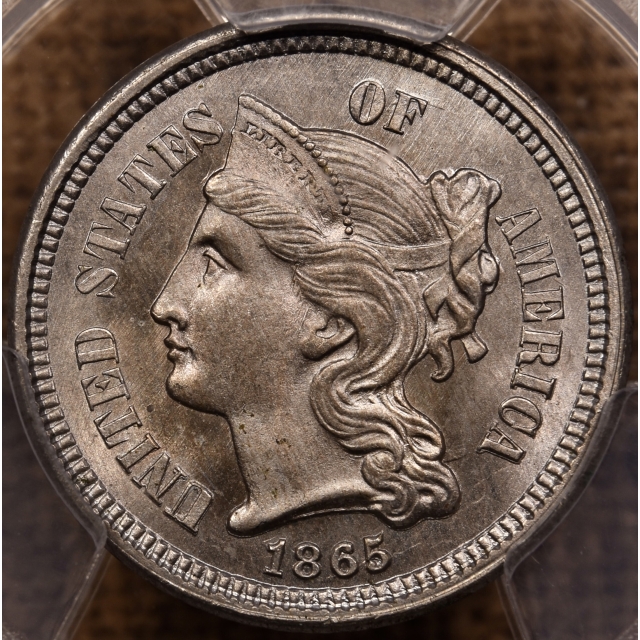 1865 Three Cent Nickel PCGS MS64
