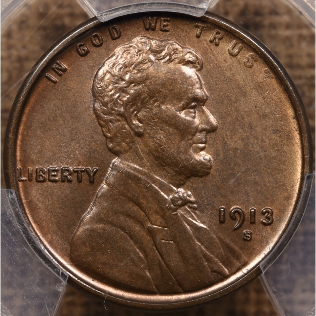 1913-S Lincoln Cent PCGS MS64 BN CAC
