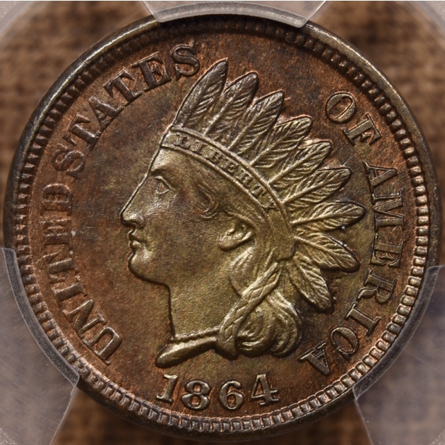 1864 Bronze Indian Cent PCGS MS63 BN
