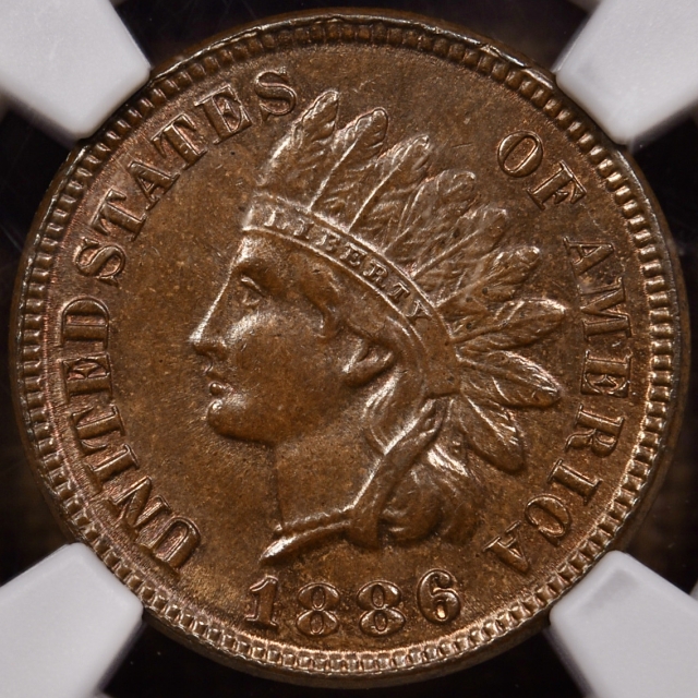 1886 Type 1 Indian Cent NGC MS63 BN CAC